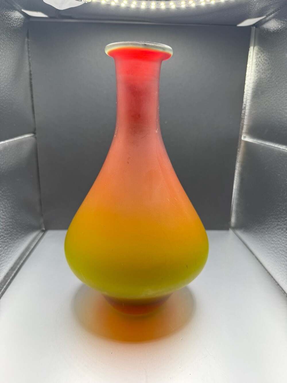 Imperial Peachblow Satin Art Glass Vase Amberina